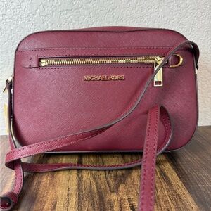 Michael Kors Wine Crossbody Bag with Gold Accents